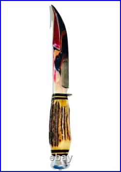 Vintage German 9 Bowie Knife ENCO Solingen Germany Antique Stag Handle KNIVES