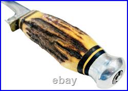 Vintage German 9 Bowie Knife ENCO Solingen Germany Antique Stag Handle KNIVES