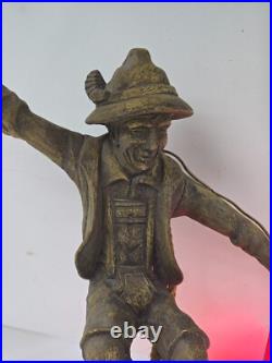Vintage German Black Forest Hand Carved Mountain Climber with Lantern Hanging Lamp Vintage German Black Forest Hand Carved Mountain Climber with Lantern Hanging Lamp