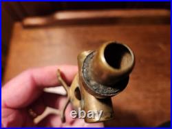 Vintage German Brass Dual Trumpet Horn Squeeze Bulb SIGNAL Horn 824 Antique