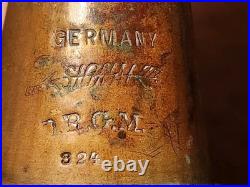 Vintage German Brass Dual Trumpet Horn Squeeze Bulb SIGNAL Horn 824 Antique