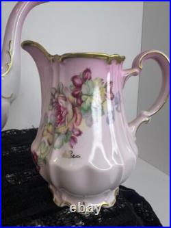 Vintage German Coffee Pot Creamer Sugar Bowl Pink Gold Handpainted Super Rare Vintage German Coffee Pot Creamer Sugar Bowl Pink Gold Handpainted Super Rare