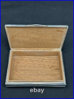 Vintage German Gebruder Kuhn Sterling Silver Wood Lined Tobacco Box