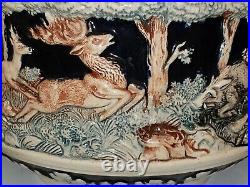 Vintage German Gerz Hunting Boar & Deer Punch Wine Bowl