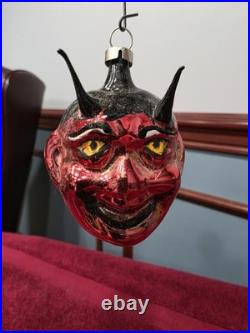Vintage German Glass Krampus with Annealed Horns Christmas Ornament Vintage German Glass Krampus with Annealed Horns Christmas Ornament
