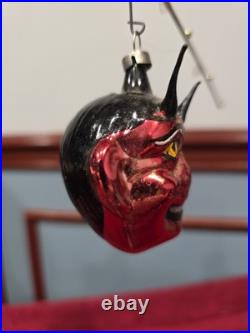 Vintage German Glass Krampus with Annealed Horns Christmas Ornament