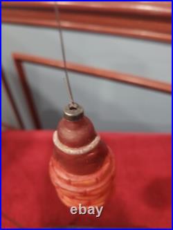 Vintage German Glass Santa in a Round Chimney Christmas Ornament OP-R3