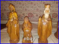 Vintage German Hand Carved 13 piece Nativity Set large pieces