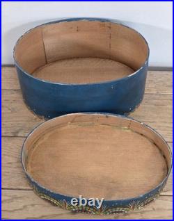 Vintage German Hand Painted Bentwood Brides Box Oval Folk Art Brautschachtel