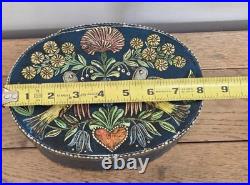 Vintage German Hand Painted Bentwood Brides Box Oval Folk Art Brautschachtel