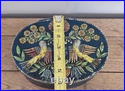 Vintage German Hand Painted Bentwood Brides Box Oval Folk Art Brautschachtel