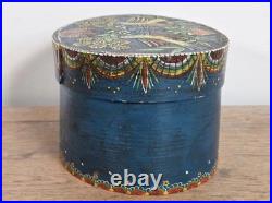 Vintage German Hand Painted Bentwood Brides Box Oval Folk Art Brautschachtel