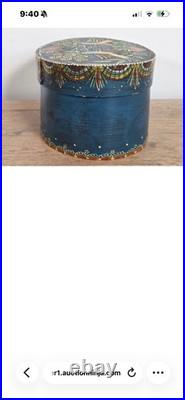 Vintage German Hand Painted Bentwood Brides Box Oval Folk Art Brautschachtel