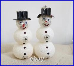 Vintage German Handblown Glass Snowman Christmas Ornaments. Frosty The Snowman