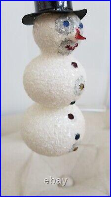 Vintage German Handblown Glass Snowman Christmas Ornaments. Frosty The Snowman