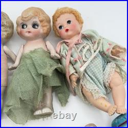 Vintage German Hertwig 161 & Japan All Bisque Doll Lot 11 Jointed Dolls With Arms