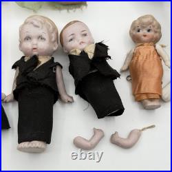 Vintage German Hertwig 161 & Japan All Bisque Doll Lot 11 Jointed Dolls With Arms