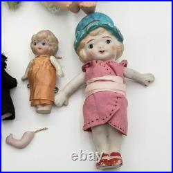Vintage German Hertwig 161 & Japan All Bisque Doll Lot 11 Jointed Dolls With Arms