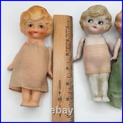 Vintage German Hertwig 161 & Japan All Bisque Doll Lot 11 Jointed Dolls With Arms