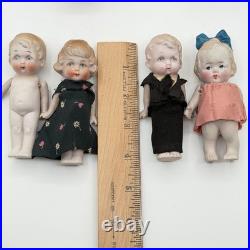 Vintage German Hertwig 161 & Japan All Bisque Doll Lot 11 Jointed Dolls With Arms