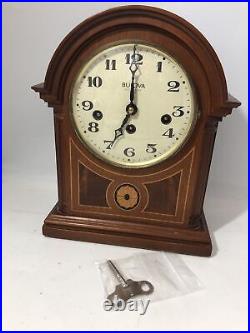 Vintage German Inlayed Bulova Westminster Chime Bracket Clock 340-020