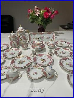 Vintage German Lindner Kueps Porcelain Princess Rose 35Pc Tea Set. Rare