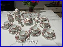 Vintage German Lindner Kueps Porcelain Princess Rose 35Pc Tea Set. Rare