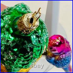 Vintage German Ornament Pinecone with Bird Blown Glass Sugar Glitter as is