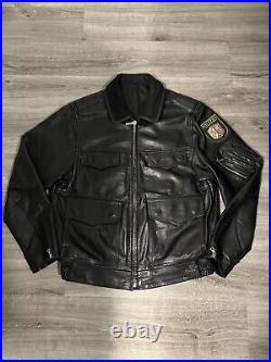 Vintage German Polizei Police Leather Bomber Jacket Motorcycle Vetements Style