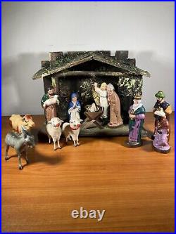 Vintage German Putz Christmas Nativity Set Pre 1940s