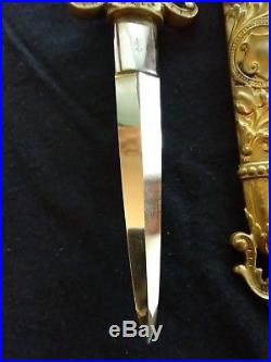 Vintage German Romantic Bronze Dagger Knife Sword WithScabbard Old Antique Rare