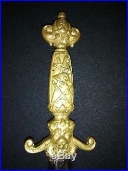 Vintage German Romantic Bronze Dagger Knife Sword WithScabbard Old Antique Rare