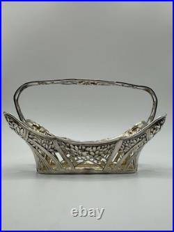 Vintage German Silver Decorative Basket with Floral Design 1800s