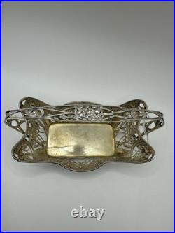 Vintage German Silver Decorative Basket with Floral Design 1800s