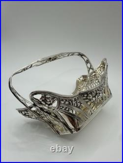 Vintage German Silver Decorative Basket with Floral Design 1800s