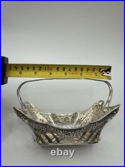 Vintage German Silver Decorative Basket with Floral Design 1800s