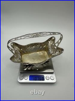 Vintage German Silver Decorative Basket with Floral Design 1800s