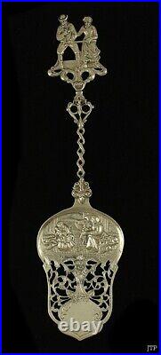 Vintage German Silver Dutch Style Openwork Genre Scene Serving Spoon 10 Vintage German Silver Dutch Style Openwork Genre Scene Serving Spoon 10