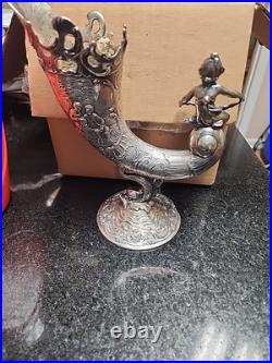 Vintage German Silver Vase Hand Chased & Repousse Rococo style Cornucopia 800