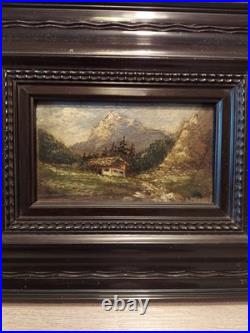 Vintage German Small Oil Painting Antique Framed By K. MAYERHOFER