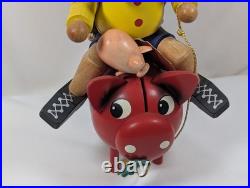Vintage German Smoker Incense Burner Riding A Pig Piggy Bank Rare