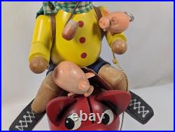 Vintage German Smoker Incense Burner Riding A Pig Piggy Bank Rare