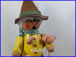 Vintage German Smoker Incense Burner Riding A Pig Piggy Bank Rare