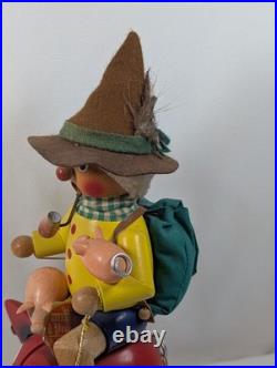 Vintage German Smoker Incense Burner Riding A Pig Piggy Bank Rare