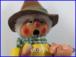 Vintage German Smoker Incense Burner Riding A Pig Piggy Bank Rare