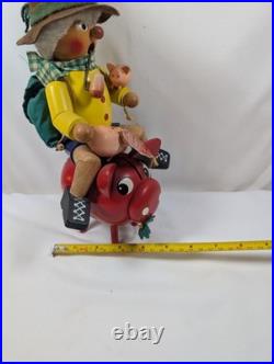 Vintage German Smoker Incense Burner Riding A Pig Piggy Bank Rare