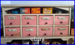 Vintage German Toy Kitchen Diorama with Apothecary Drawers & Groceries (#1)