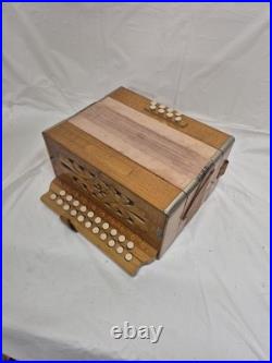 Vintage German Venezia Button Accordion, Steel Reeds, Antique Accordion