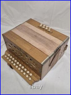 Vintage German Venezia Button Accordion, Steel Reeds, Antique Accordion