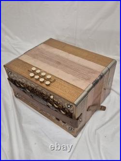 Vintage German Venezia Button Accordion, Steel Reeds, Antique Accordion